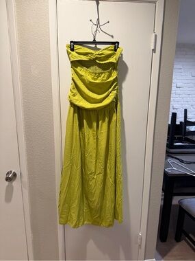 Strapless Lime Green Maxi Dress - Women's